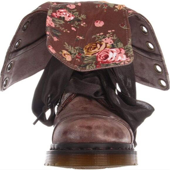 Dr. Martens Floral Combat Boots Vintage Leather Lace-up Ankle‎ Boots UK 4 - Picture 13 of 16